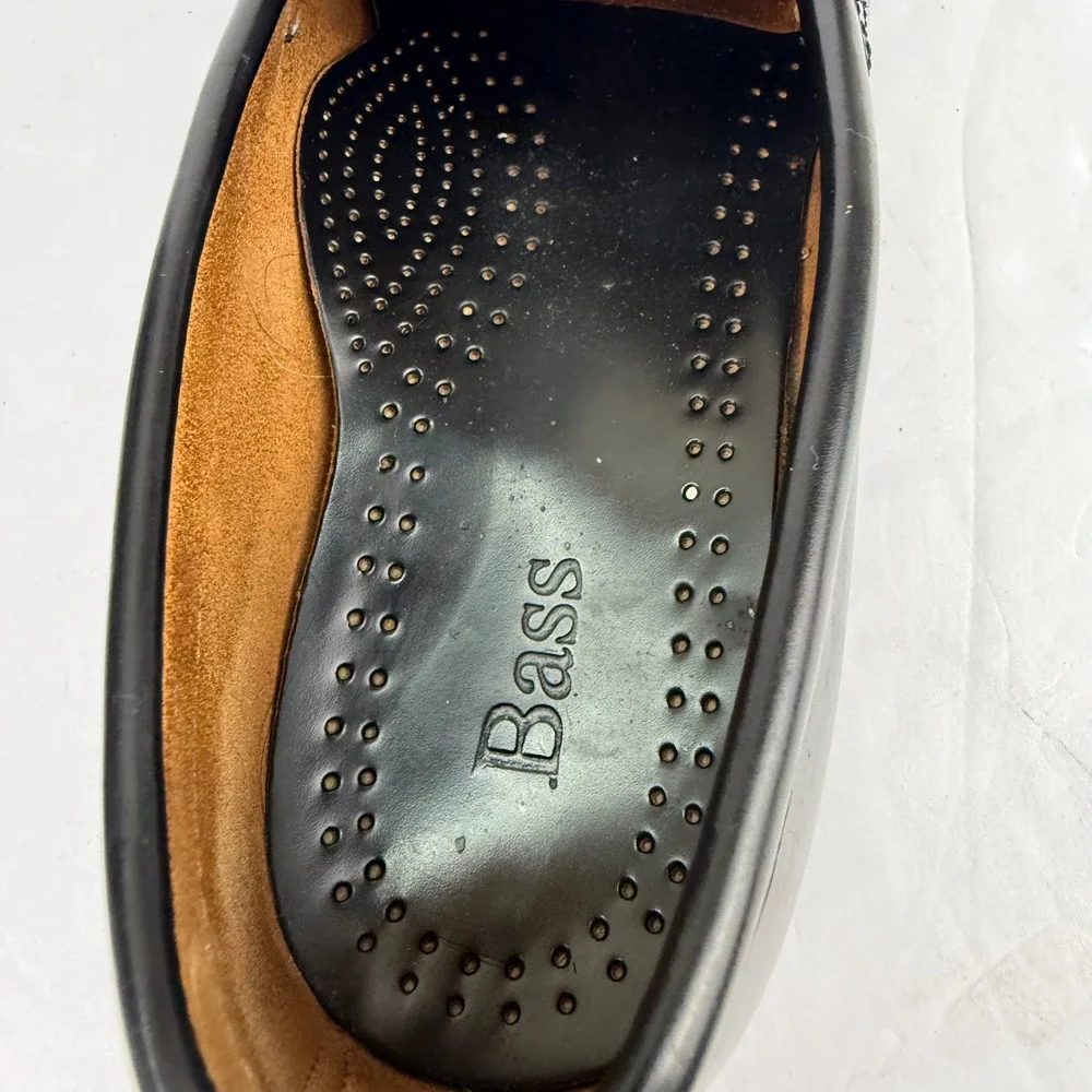 Bass Weejuns Levin Penny Loafers Mens 10 D Black Leather Classic Slip On Shoes